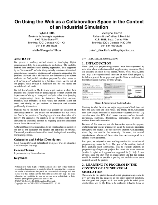 (PDF) On using the web as a collaboration space in the context of an ...