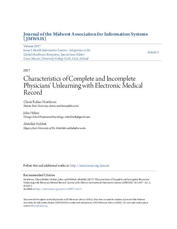 (PDF) Characteristics of Complete and Physicians’ Unlearning