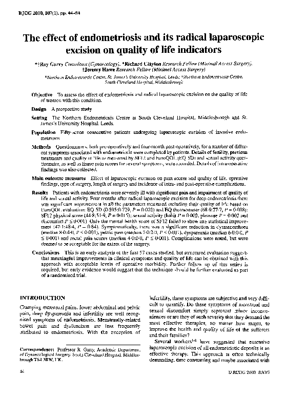(PDF) The effect of endometriosis and its radical laparoscopic excision ...