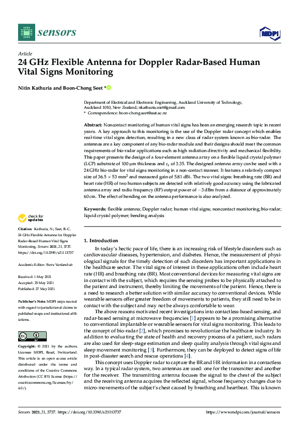 (PDF) 24 GHz Flexible Antenna for Doppler Radar-Based Human Vital Signs ...