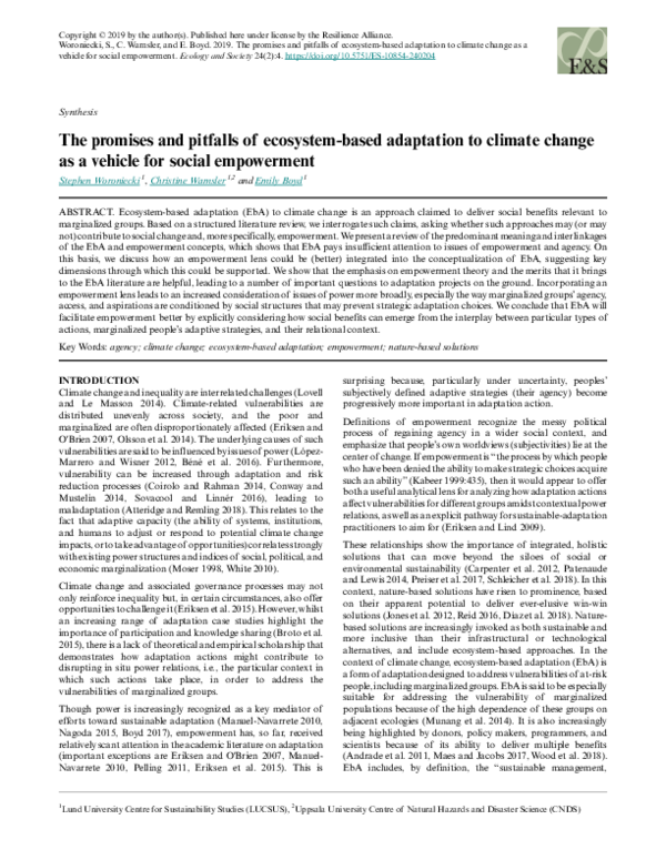 (PDF) The promises and pitfalls of ecosystem-based adaptation to ...