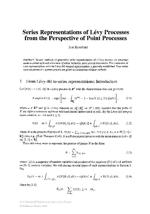 (PDF) Series Representations of Lévy Processes from the Perspective of ...