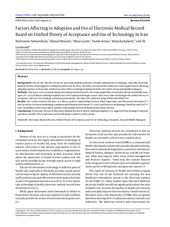 (PDF) Factors Affecting in Adoption and Use of Electronic Medical ...