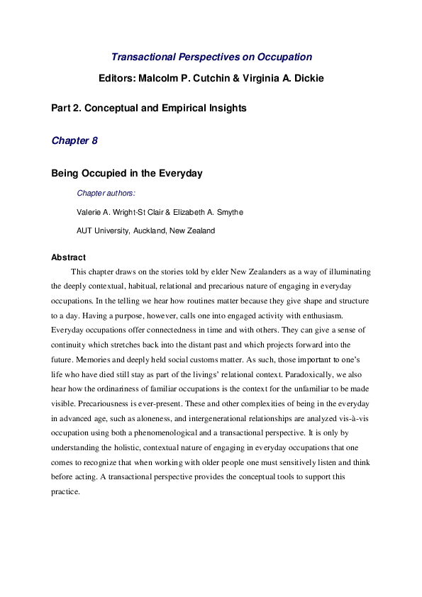 (PDF) Being Occupied in the Everyday
