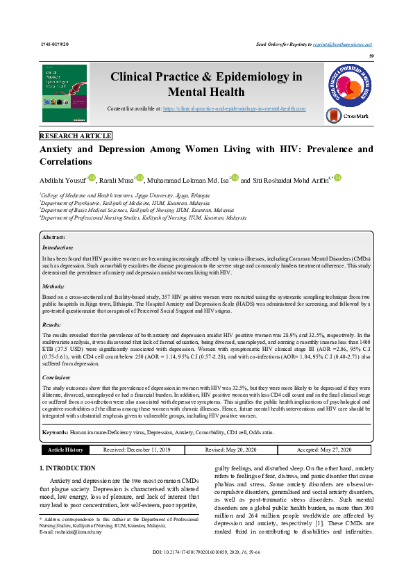(PDF) Anxiety and Depression Among Women Living with HIV: Prevalence ...
