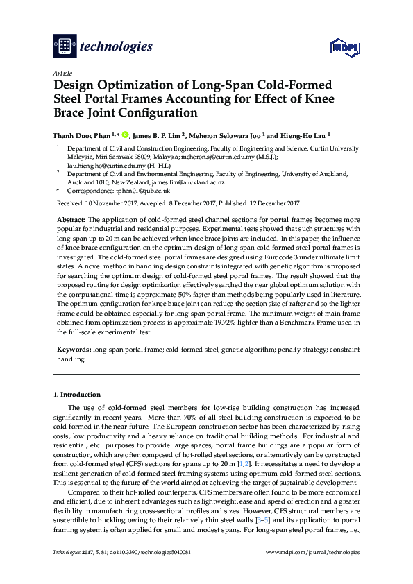 (PDF) Design Optimization of Long-Span Cold-Formed Steel Portal Frames ...