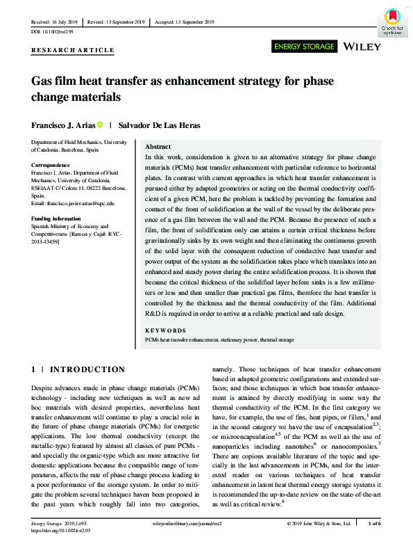 (PDF) Gas Film Heat Transfer as Enhancement Strategy for Phase Change ...