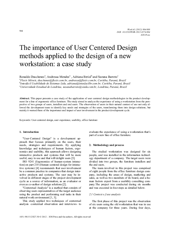 (PDF) The importance of User Centered Design methods applied to the ...
