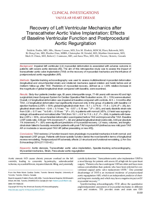 (PDF) Recovery of Left Ventricular Mechanics after Transcatheter Aortic ...