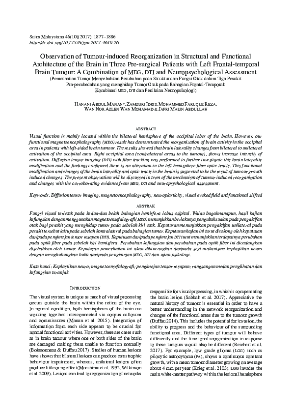 (PDF) Observation of Tumour-induced Reorganization in Structural and ...