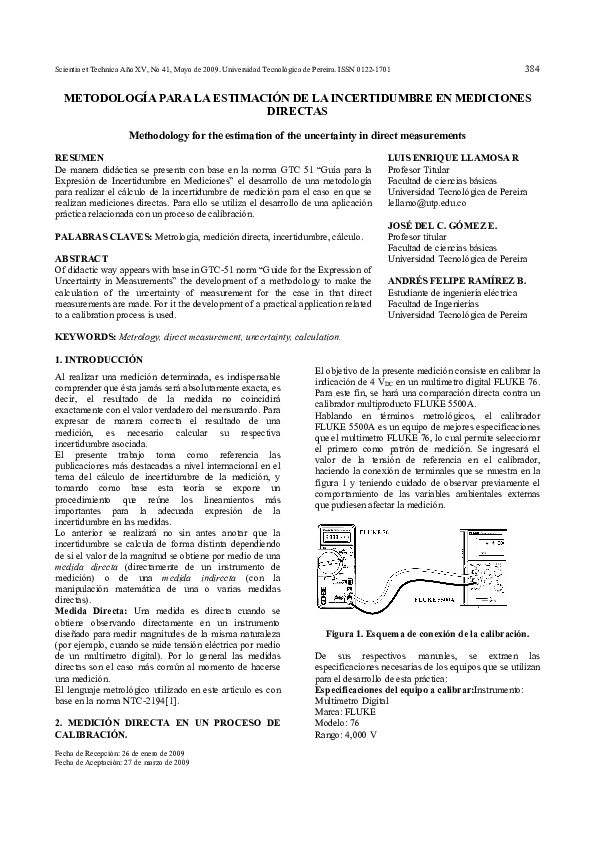 (PDF) Metodología para la estimación de la incertidumbre en mediciones ...