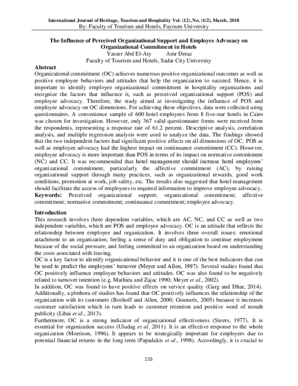 (PDF) he Influence of Perceived Organizational Support and Employee ...