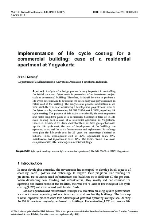 (PDF) Implementation of life cycle costing for a commercial building ...