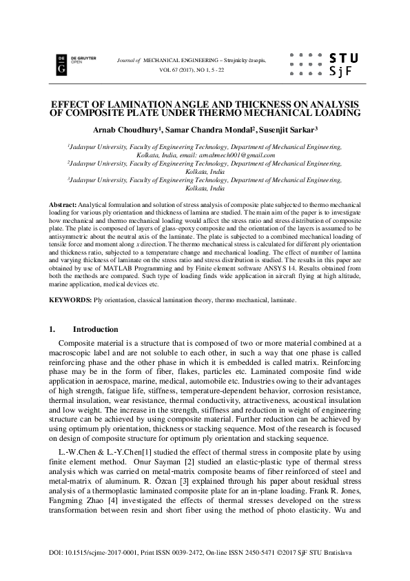 (PDF) Effect of Lamination Angle and Thickness on Analysis of Composite ...