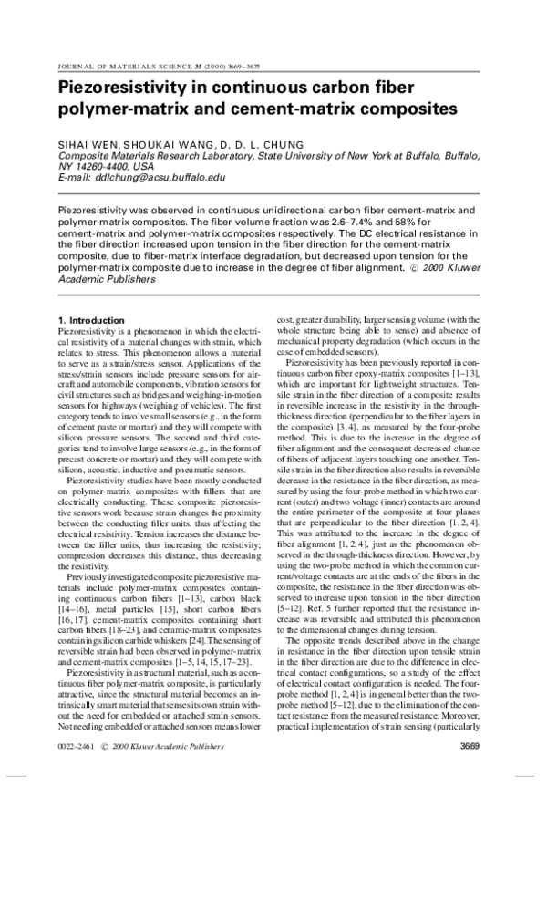 (PDF) Piezoresistivity in continuous carbon fiber polymermatrix and