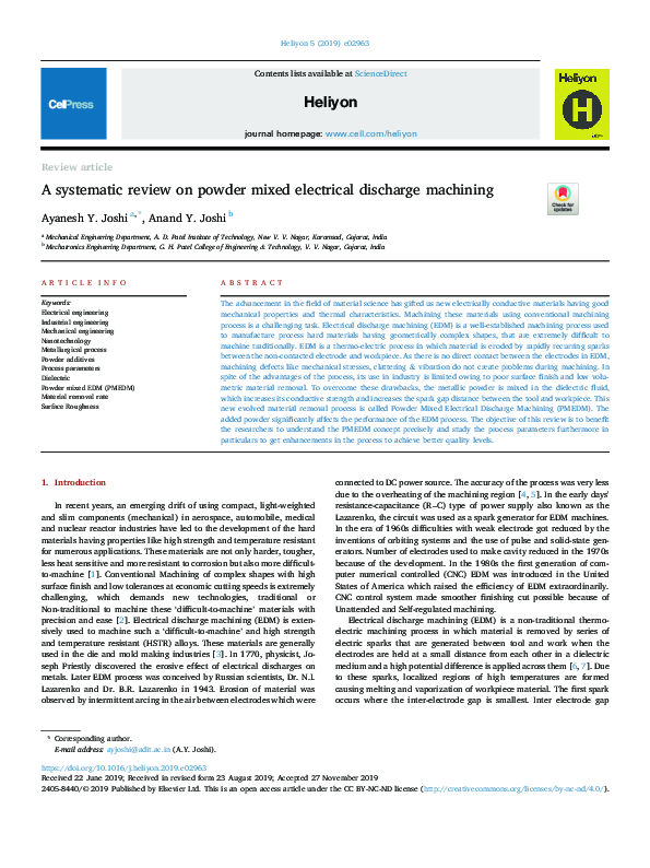 (PDF) A systematic review on powder mixed electrical discharge machining