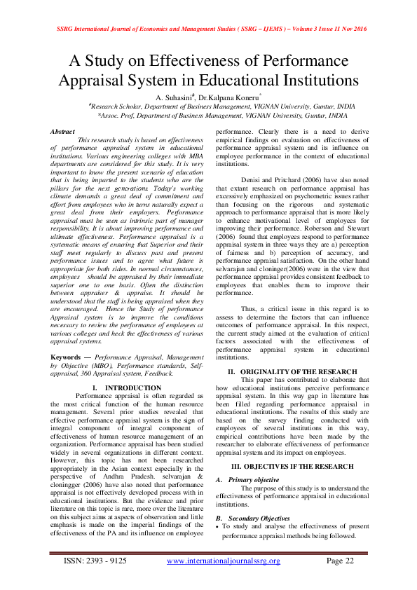 (PDF) A study on Effectiveness of performance appraisal system in ...