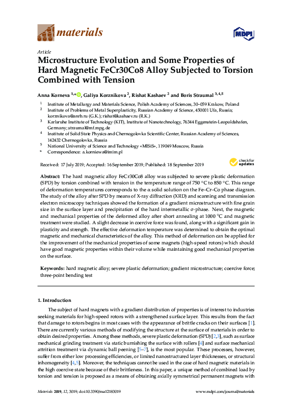 (PDF) Microstructure Evolution and Some Properties of Hard Magnetic ...