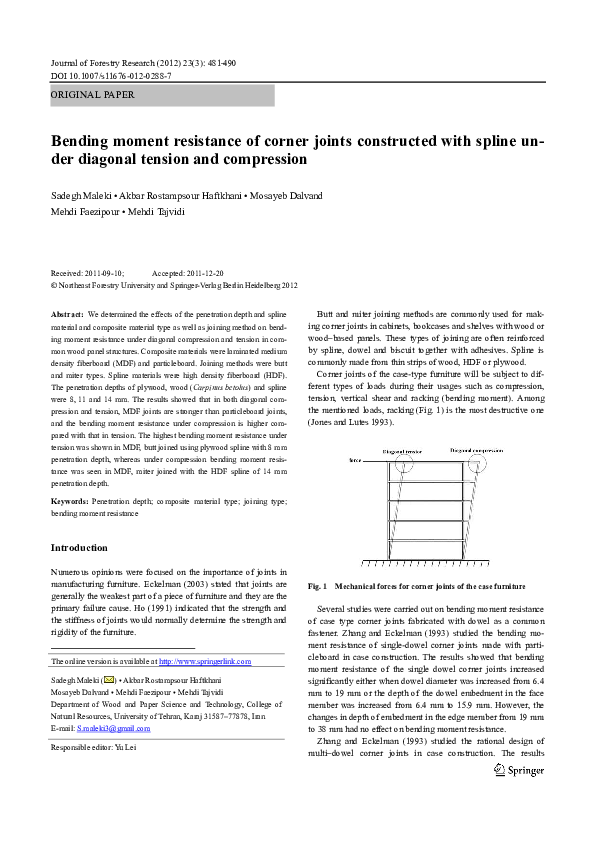 (PDF) Bending moment resistance of corner joints constructed with ...