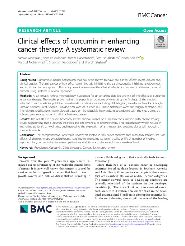 (PDF) Clinical effects of curcumin in enhancing cancer therapy: A ...