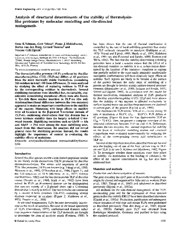 (PDF) Analysis of structural determinants of the stability of ...