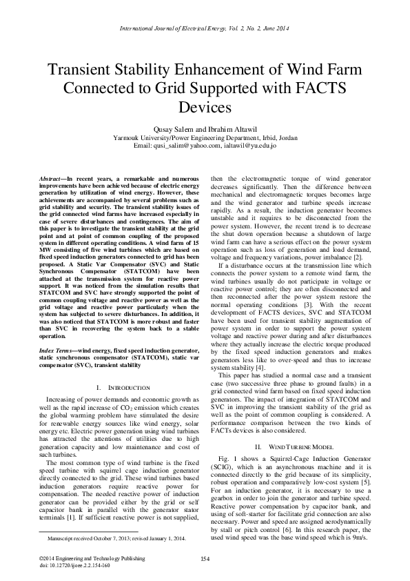 (PDF) Transient Stability Enhancement of Wind Farm Connected to Grid ...