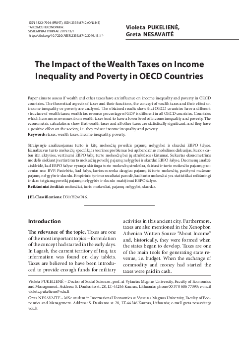 (PDF) The impact of the wealth taxes on income inequality and poverty ...