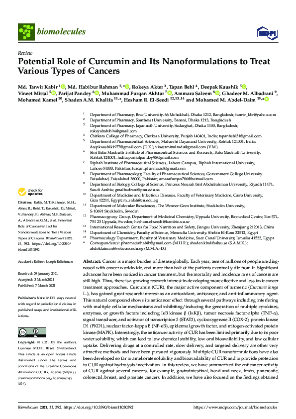 (PDF) Potential Role of Curcumin and Its Nanoformulations to Treat ...