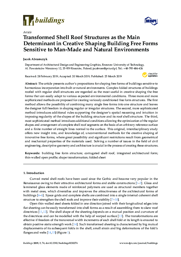 (PDF) Transformed Shell Roof Structures as the Main Determinant in ...