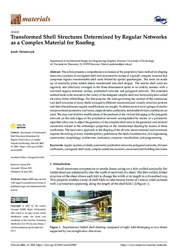 (PDF) Transformed Shell Structures Determined by Regular Networks as a ...