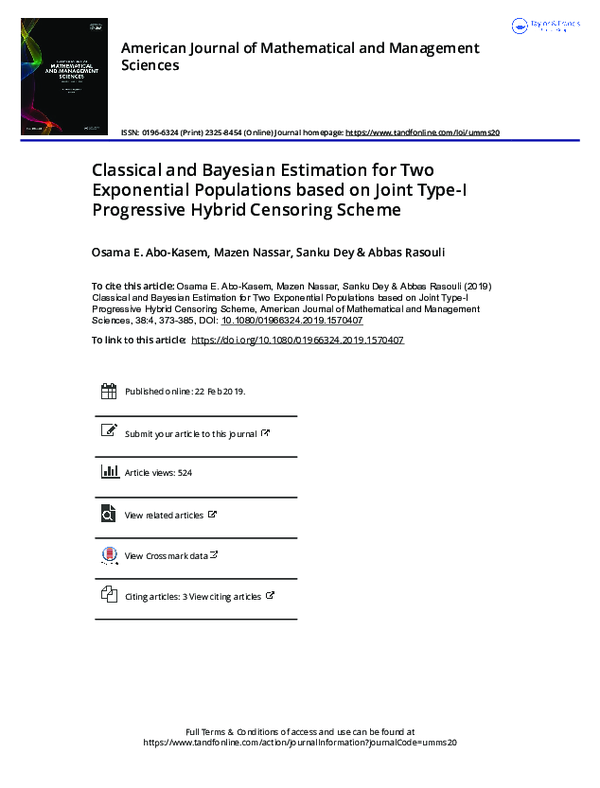 (PDF) Classical and Bayesian Estimation for Two Exponential Populations ...