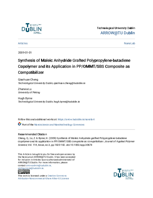 (PDF) Synthesis of a maleic anhydride grafted polypropylene-butadiene ...