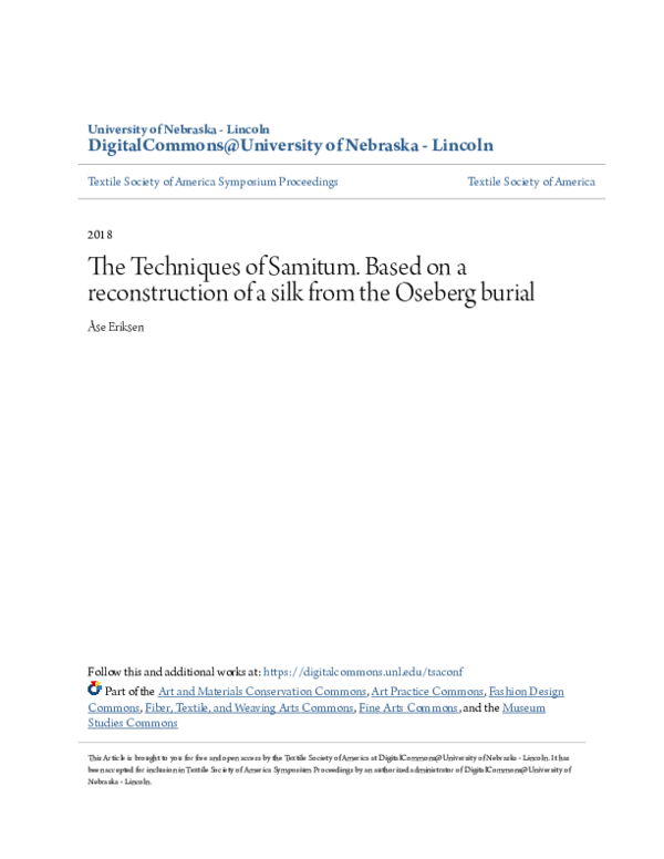(PDF) The Techniques of Samitum. Based on a reconstruction of a silk ...