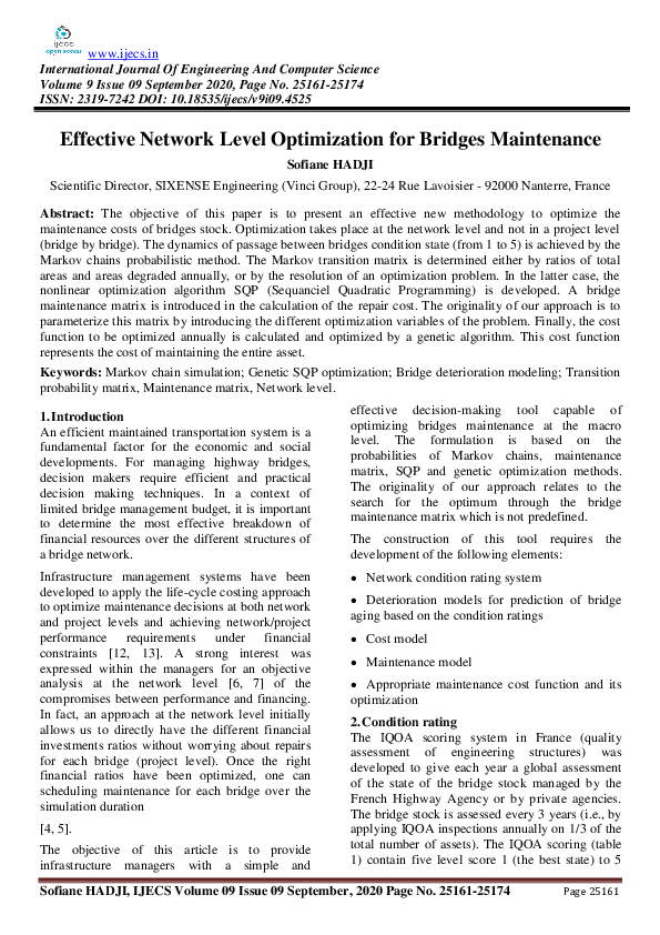 (PDF) Effective Network Level Optimization for Bridges Maintenance