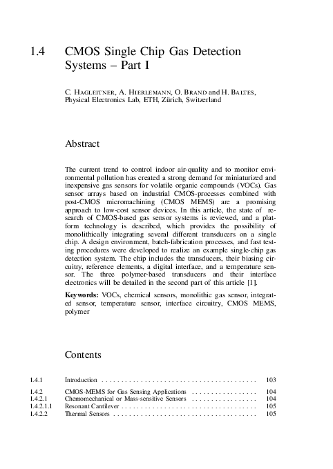 (PDF) CMOS Single Chip Gas Detection Systems — Part I