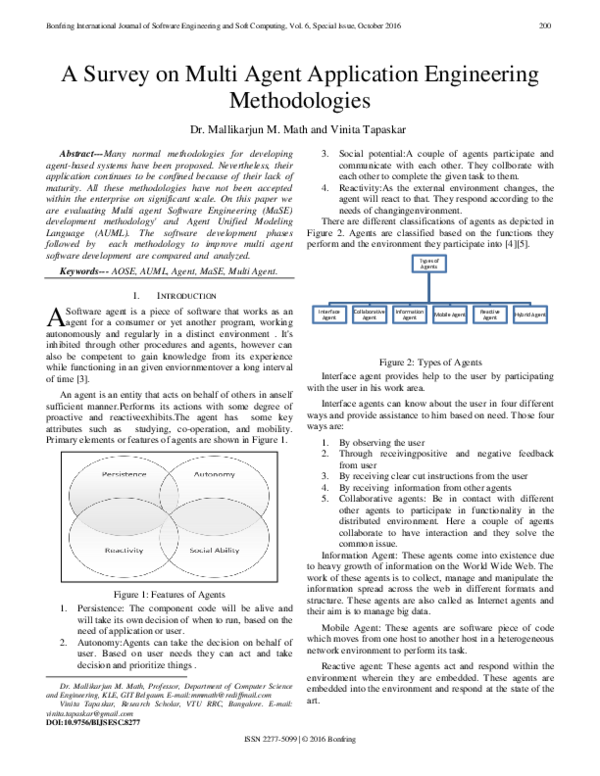 (PDF) A Survey on Multi Agent Application Engineering Methodologies