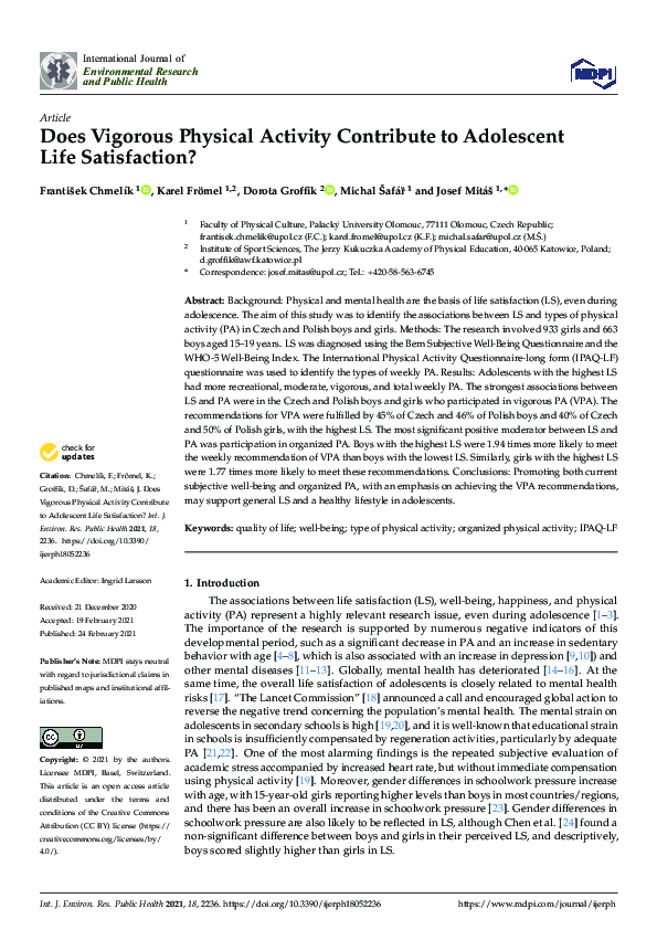 (PDF) Does Vigorous Physical Activity Contribute to Adolescent Life ...