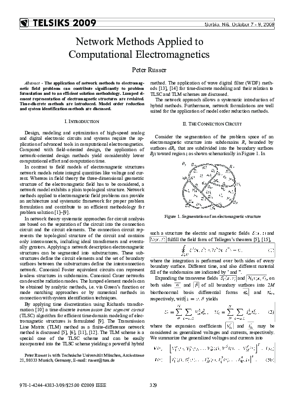(PDF) Network methods applied to computational electromagnetics