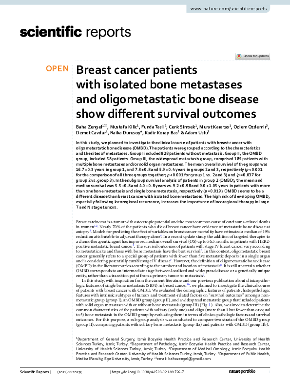 (PDF) Breast cancer patients with isolated bone metastases and ...