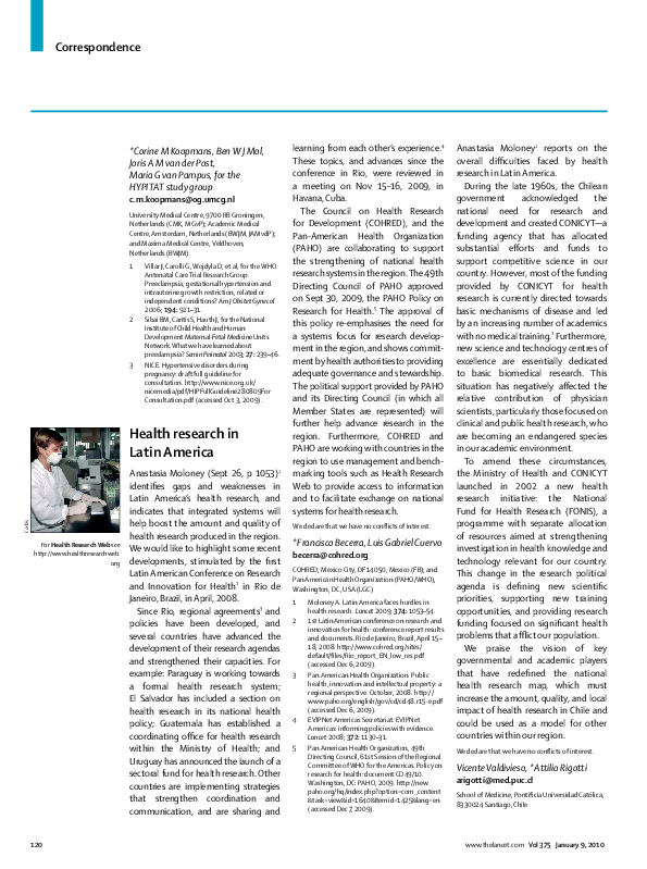 (PDF) Health research in Latin America