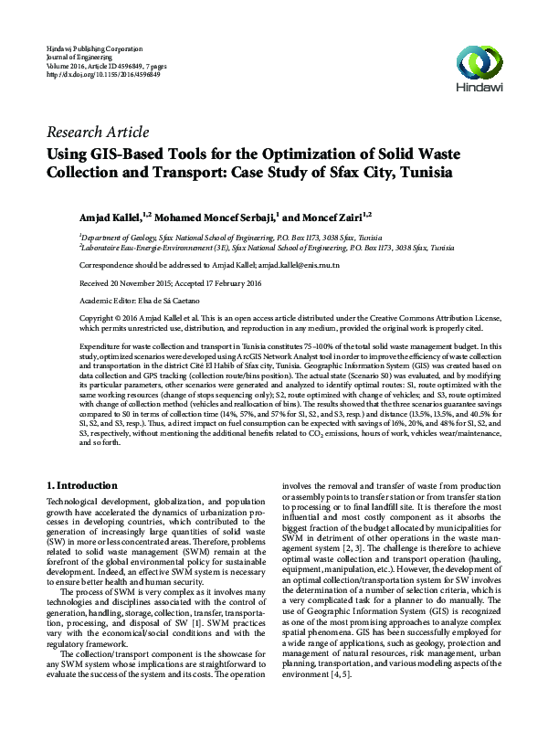 (PDF) Using GIS-Based Tools for the Optimization of Solid Waste ...