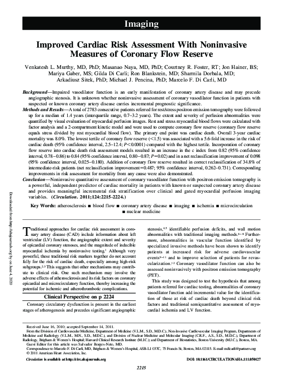 (PDF) Improved Cardiac Risk Assessment With Noninvasive Measures of ...
