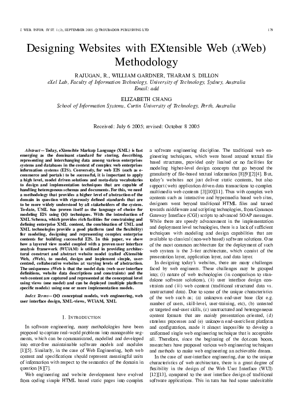 (PDF) Designing websites with eXtensible web (xWeb) methodology