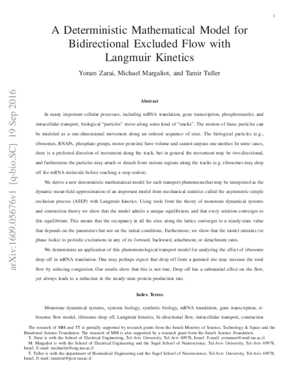(PDF) A deterministic mathematical model for bidirectional excluded ...