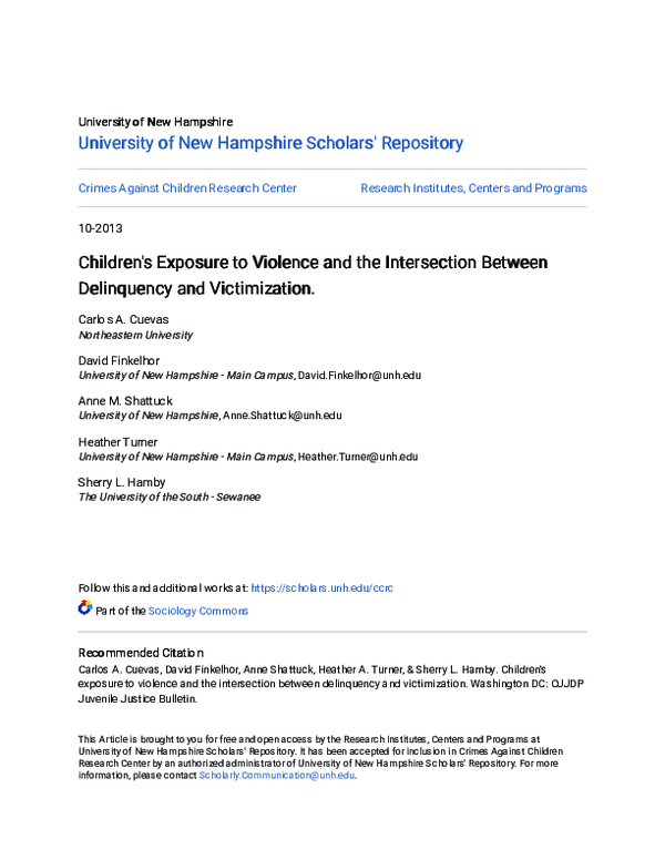 (PDF) Children’s Exposure to Violence and the Intersection Between ...