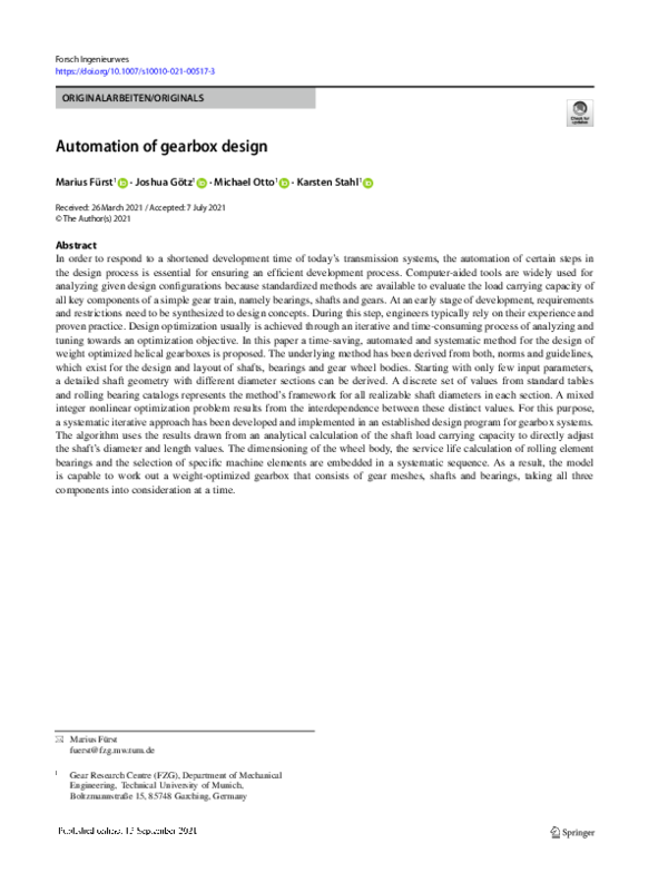 (PDF) Automation of gearbox design Karsten Stahl Academia.edu