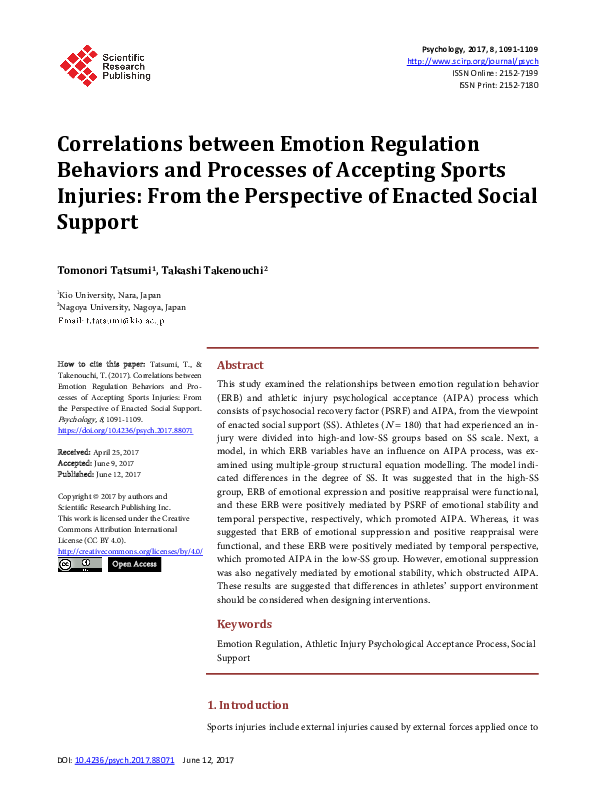 (PDF) Correlations between Emotion Regulation Behaviors and Processes ...