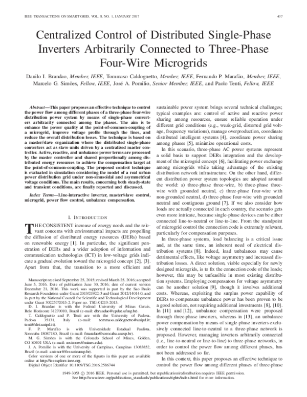 (PDF) Centralized Control of Distributed Single-Phase Inverters ...