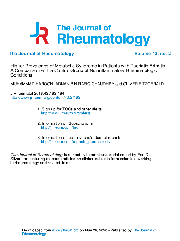 (PDF) Higher Prevalence of Metabolic Syndrome in Patients with ...