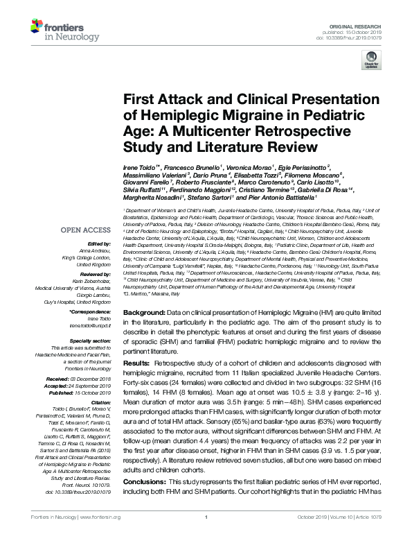 (PDF) First Attack and Clinical Presentation of Hemiplegic Migraine in ...